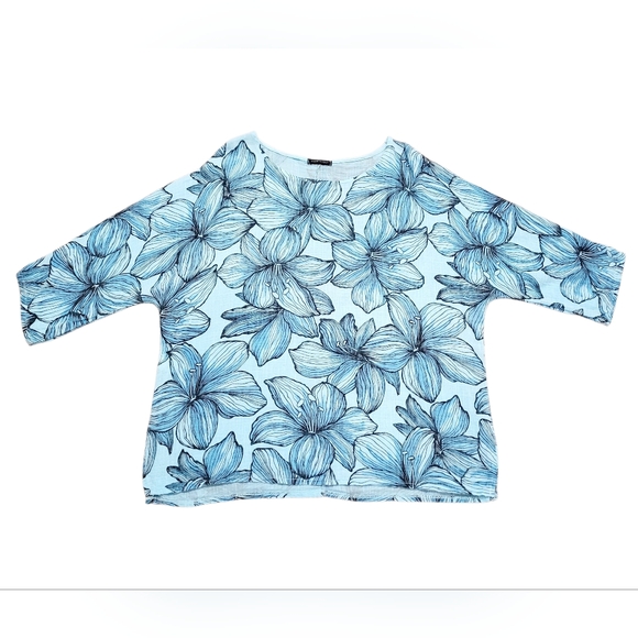 Made in Italy Womans Blue Tropical 100% Cotton Tunic Top Beach Cover-up One Size - Picture 2 of 11